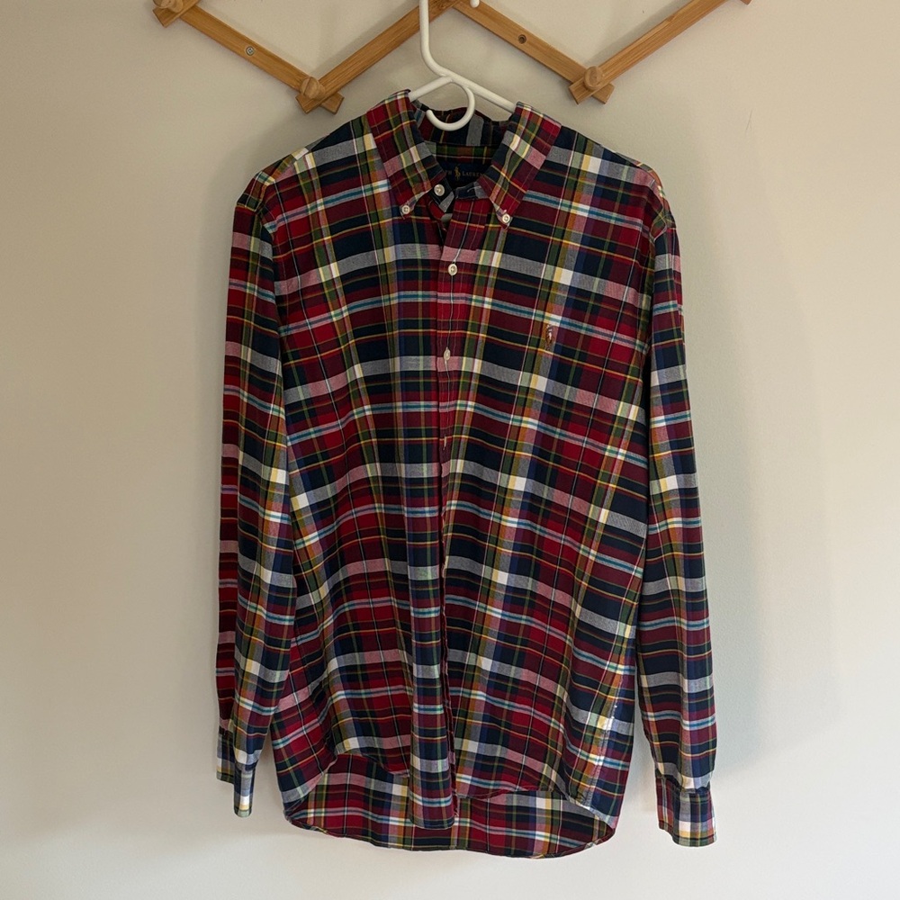 Ralph Lauren Button Down Shirt Men’s Large Classic Fit Plaid Long Sleeve Pony